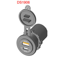 Dual Port USB Socket - 12-24V - DS1906 - ASM